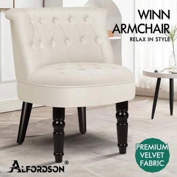 ALFORDSON Armchair Accent Chair Wooden Lounge Sofa Wingback Couch Fabric Seat