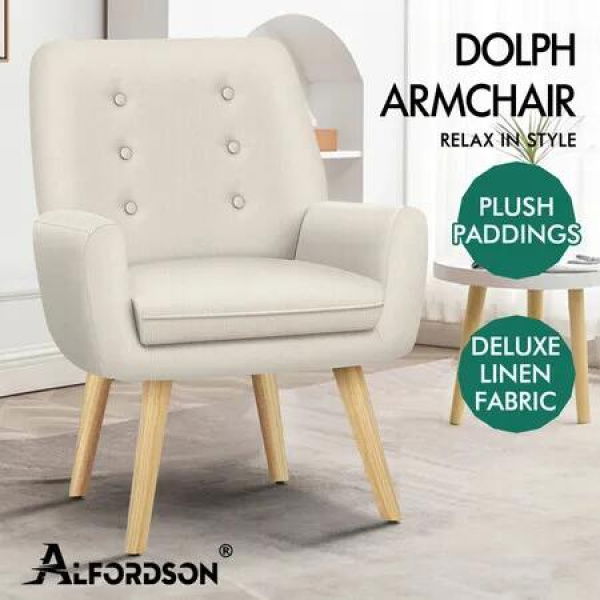 ALFORDSON Armchair Lounge Accent Chair Fabric Beige