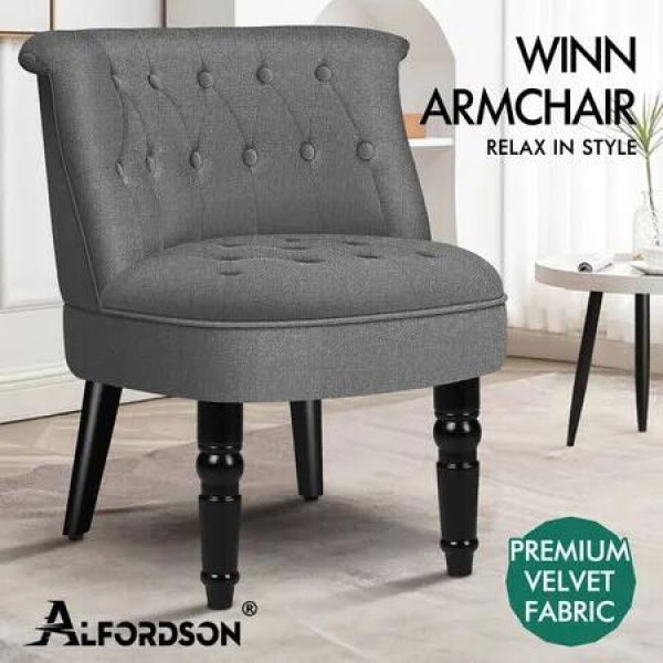 ALFORDSON Armchair Wooden Accent Chair Wingback Lounge Sofa Couch Fabric Seat