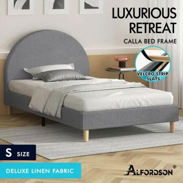 ALFORDSON Bed Frame Single Size Mattress Base Platform Grey Fabric CALLA