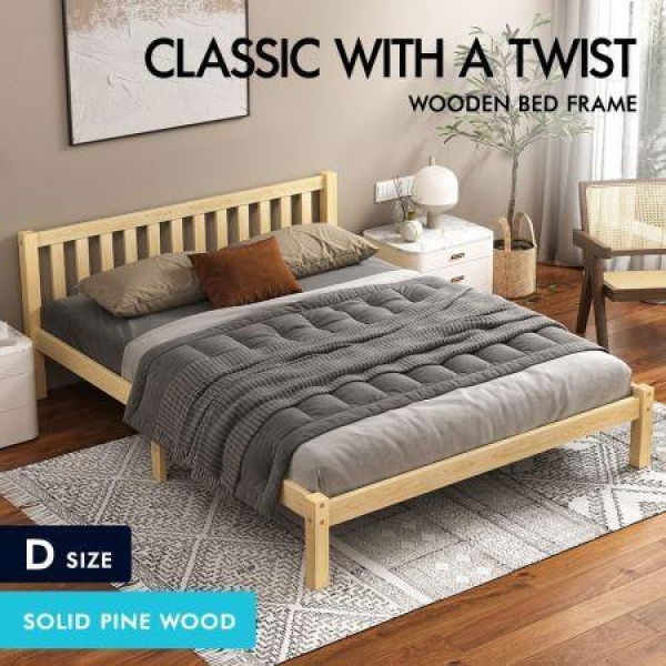 ALFORDSON Bed Frame Wooden Timber Double Size Mattress Base Platform Fenella Oak