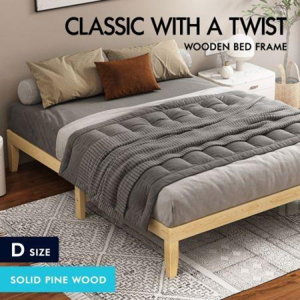 ALFORDSON Bed Frame Wooden Timber Double Size Mattress Base Platform Pramod Oak