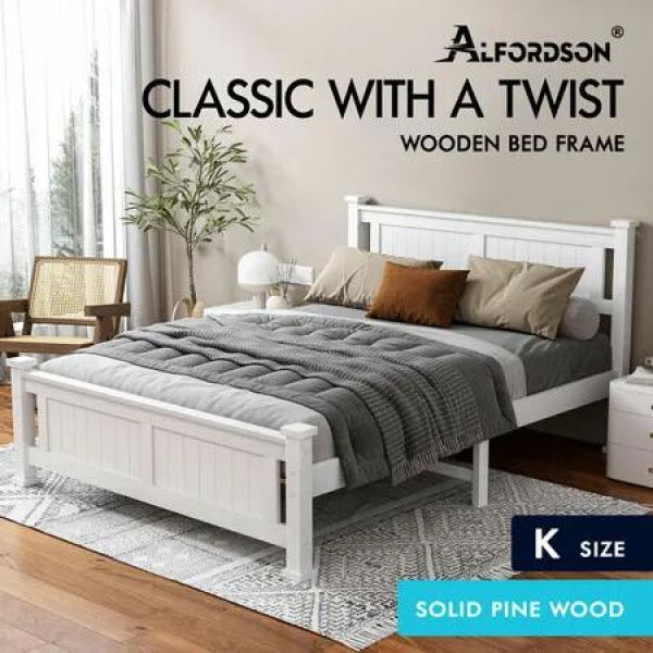 ALFORDSON Bed Frame Wooden Timber King Size Mattress Base Platform Arne