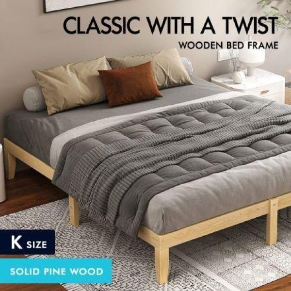 ALFORDSON Bed Frame Wooden Timber King Size Mattress Base Platform Pramod Oak