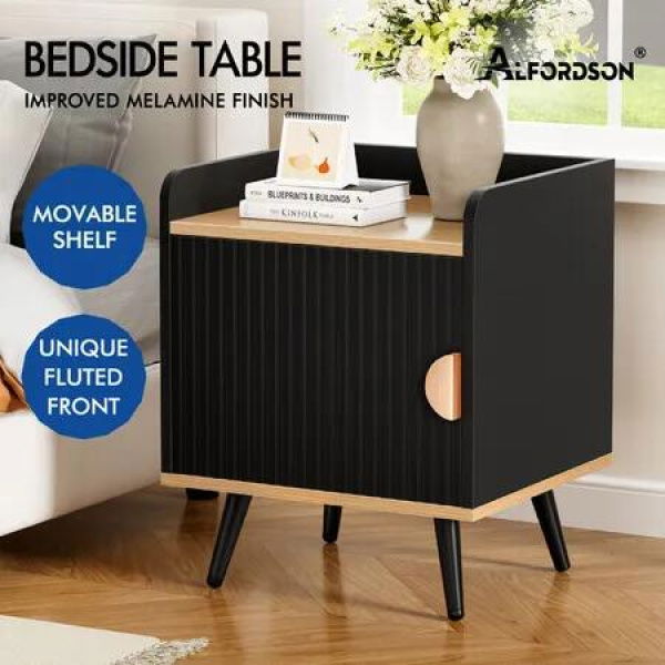 ALFORDSON Bedside Table Cabinet Nightstand Side Storage Black