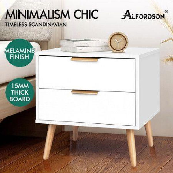 ALFORDSON Bedside Table Nightstand Side Storage Cabinet Scandinavian White