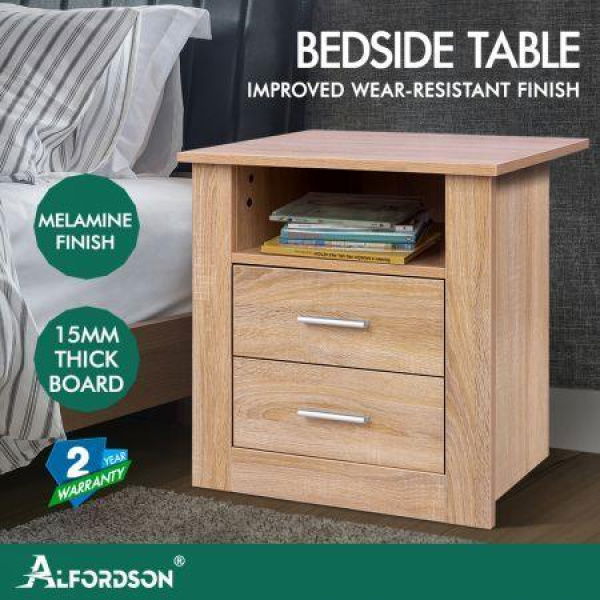 ALFORDSON Bedside Table Nightstand Storage Cabinet Side Table Classic Oak