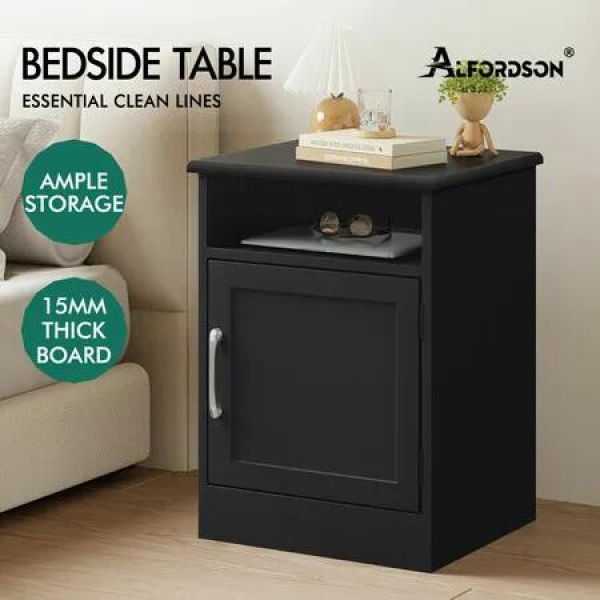 ALFORDSON Bedside Table Storage Cabinet Side End Nightstand Black