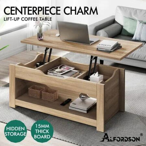 ALFORDSON Coffee Table Lift Up Top Laptop Desk Oak