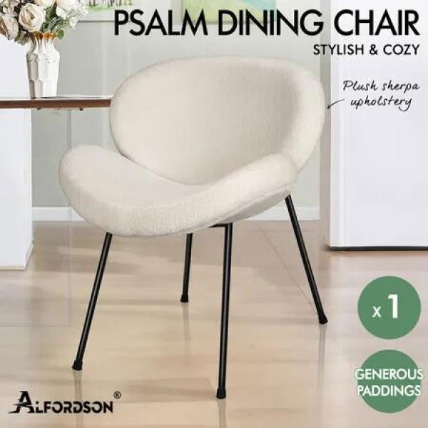 ALFORDSON Dining Chair Sherpa White