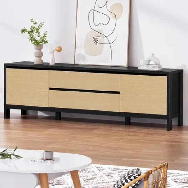 ALFORDSON Entertainment Unit TV Cabinet Stand 180cm Black