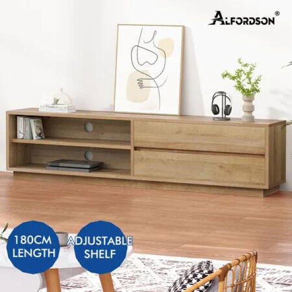 ALFORDSON Entertainment Unit TV Cabinet Stand Storage Drawer 180cm Oak