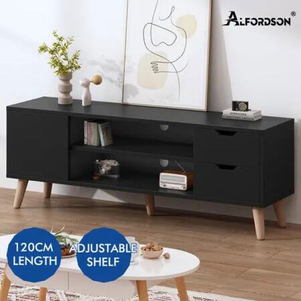 ALFORDSON Entertainment Unit TV Stand Storage 120cm Black