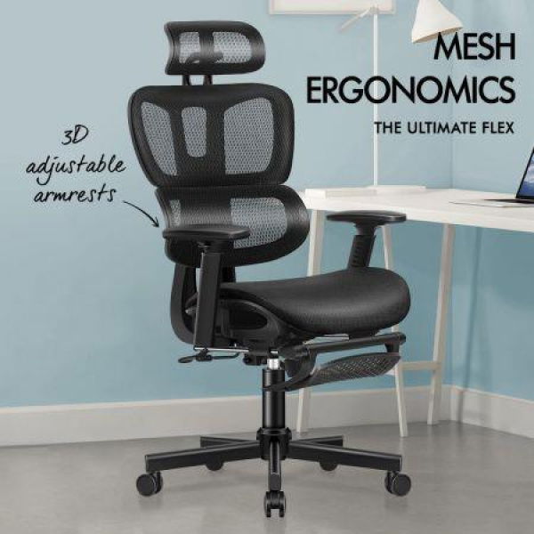 ALFORDSON Ergonomic Office Chair Mesh Executive Seat Work Computer Gaming Black