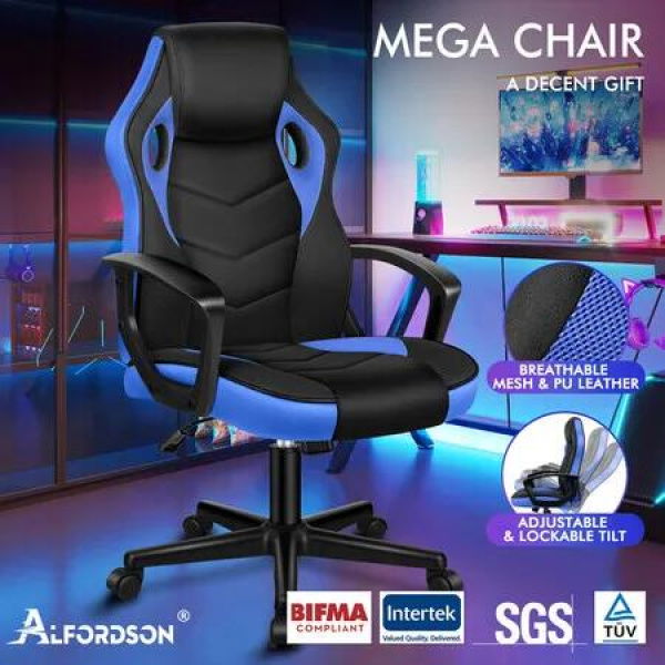 ALFORDSON Gaming Chair Office Executive Blue