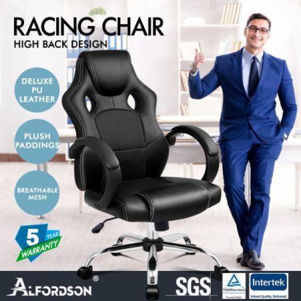 ALFORDSON Gaming Office Chair Racing Executive Computer PU Leather Mesh Seat