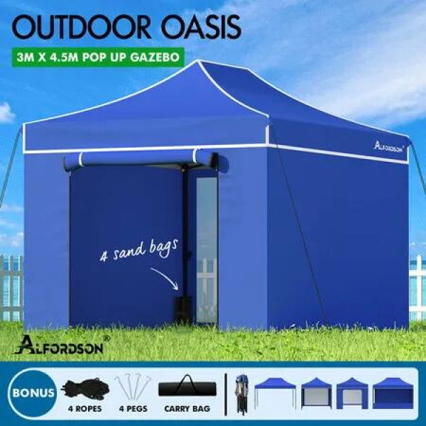 ALFORDSON Gazebo 3x4.5 Pop Up Marquee Blue