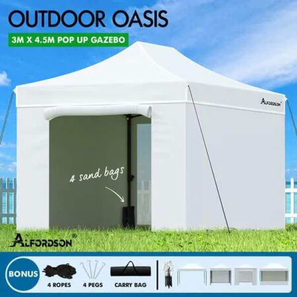 ALFORDSON Gazebo 3x4.5 Pop Up Marquee White