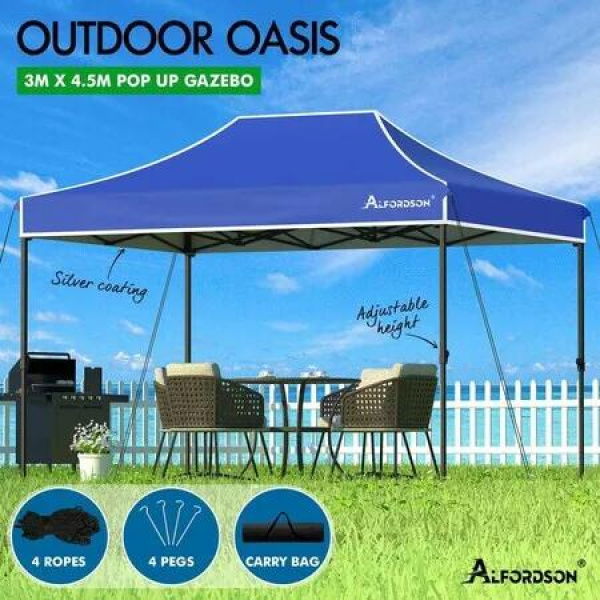 ALFORDSON Gazebo 3x4.5 Pop Up Tent Wedding Canopy Blue