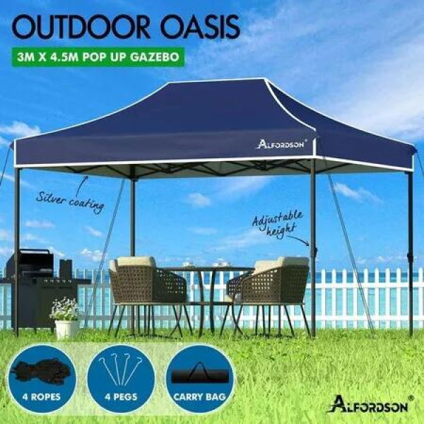 ALFORDSON Gazebo 3x4.5 Pop Up Tent Wedding Canopy Navy