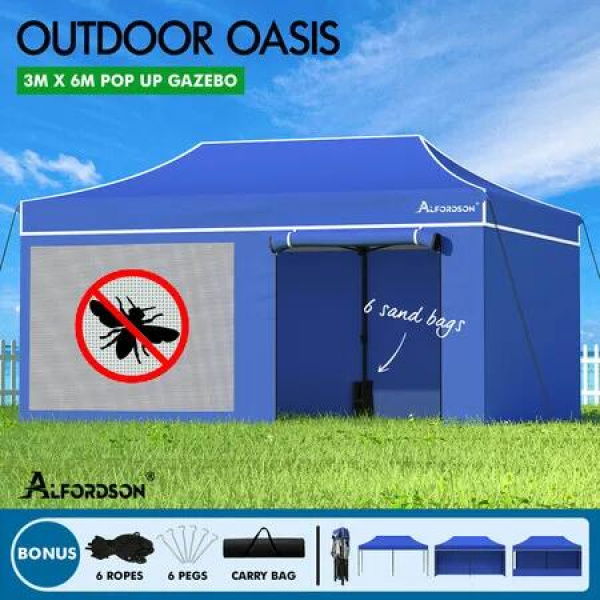 ALFORDSON Gazebo 3x6 Pop Up Marquee Blue