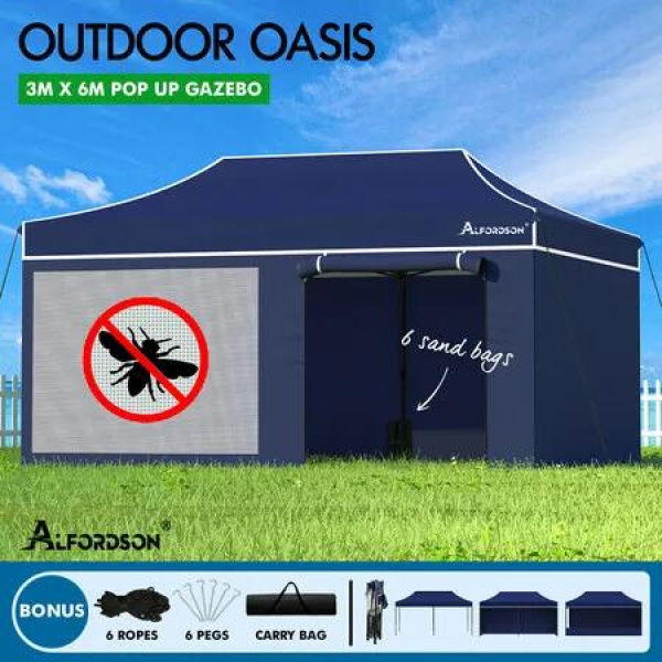 ALFORDSON Gazebo 3x6 Pop Up Marquee Navy