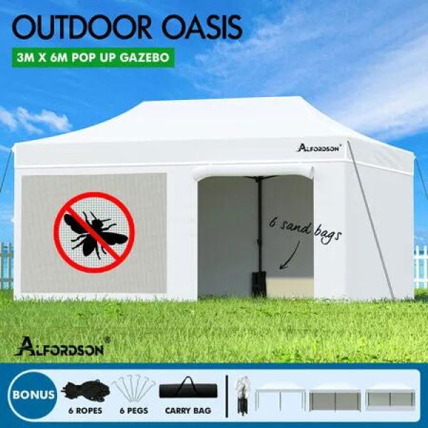 ALFORDSON Gazebo 3x6 Pop Up Marquee White