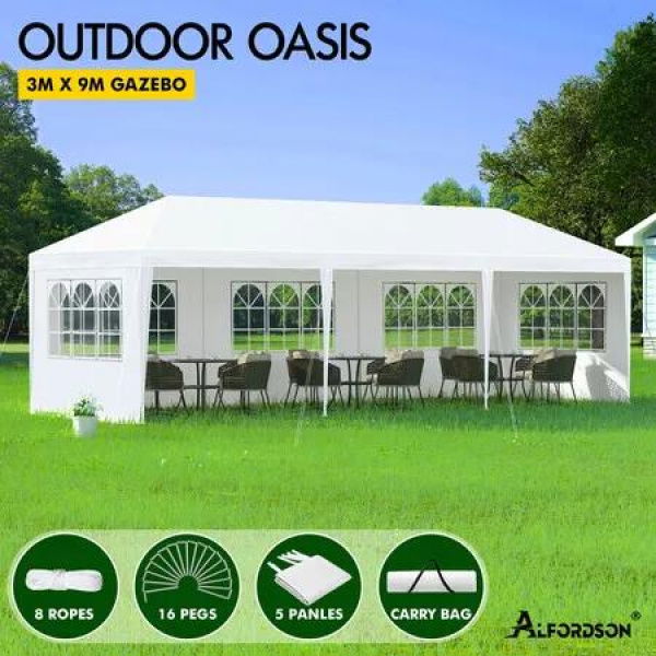 ALFORDSON Gazebo 3x9 Outdoor Marquee Party Tent Camping Portable Side Wall White