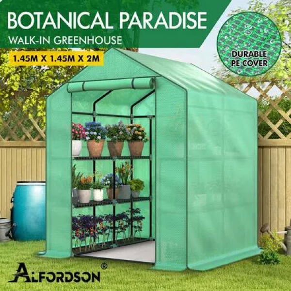 ALFORDSON Greenhouse 8 Shelves Cover 1.45x1.45x2M