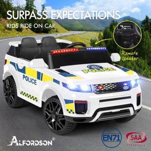 ALFORDSON Kids Police Ride On Car 12V Electric Toy Patrol Remote Control White