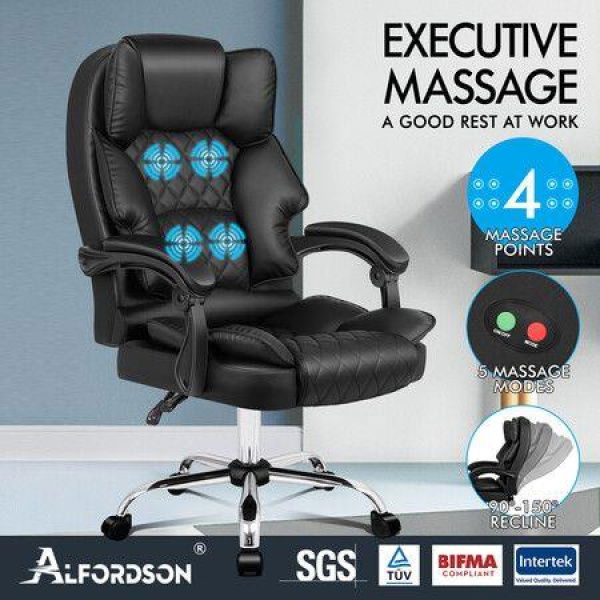 ALFORDSON Massage Office Chair Executive Computer PU Leather Seat Gaming