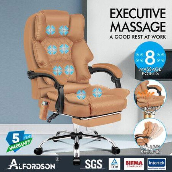 ALFORDSON Massage Office Chair Executive Heated Seat Computer Racing Recliner