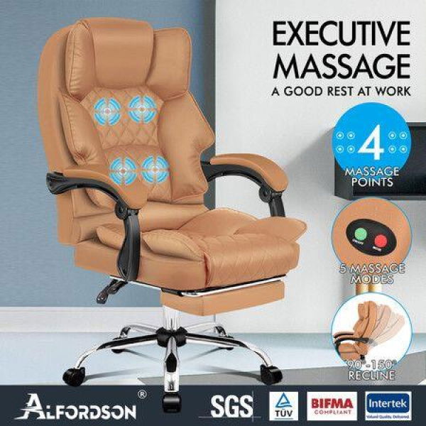 ALFORDSON Massage Office Chair Executive Recliner Gaming Computer Seat Leather