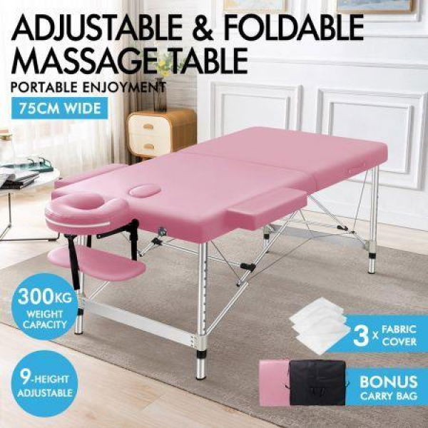 ALFORDSON Massage Table 2 Fold 75cm Foldable Portable Bed Desk Aluminium Lift Up