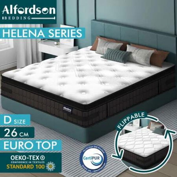 ALFORDSON Mattress Double Bed Bonnell Spring Double-Sided 26cm Medium Firm