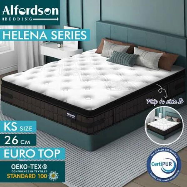 ALFORDSON Mattress King Single 26cm Bed Spring Double-Sided Euro Top Medium Firm