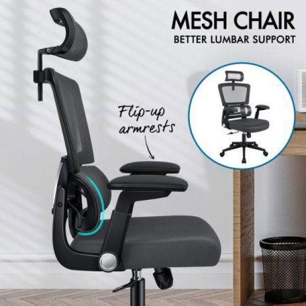 ALFORDSON Mesh Office Chair Ergonomic Computer Seat Black & Dark Grey