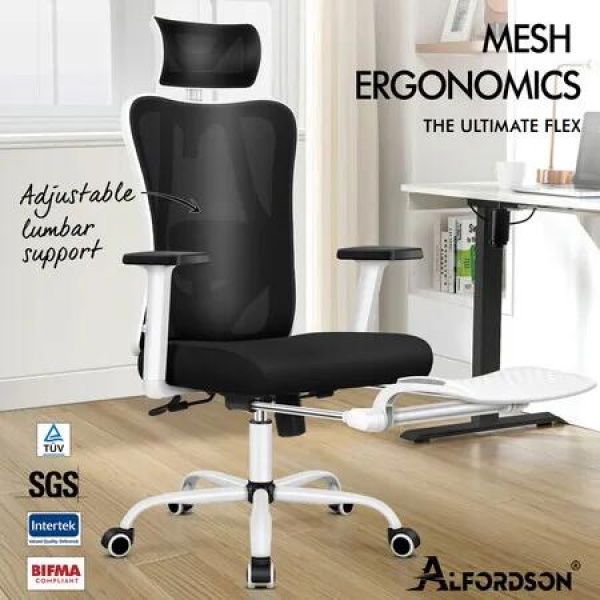 ALFORDSON Mesh Office Chair Ergonomic Executive Seat Black White