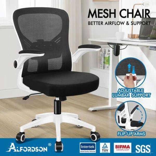 ALFORDSON Mesh Office Chair Executive Computer Tilt Fabric Seat Racing Work Black & White