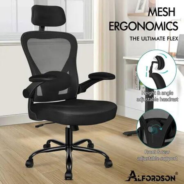 ALFORDSON Mesh Office Chair Executive Fabric Tilt Black