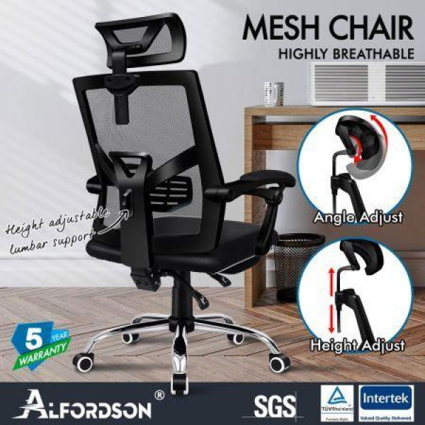 ALFORDSON Mesh Office Chair Gaming Executive Fabric Seat Racing Footrest Recline