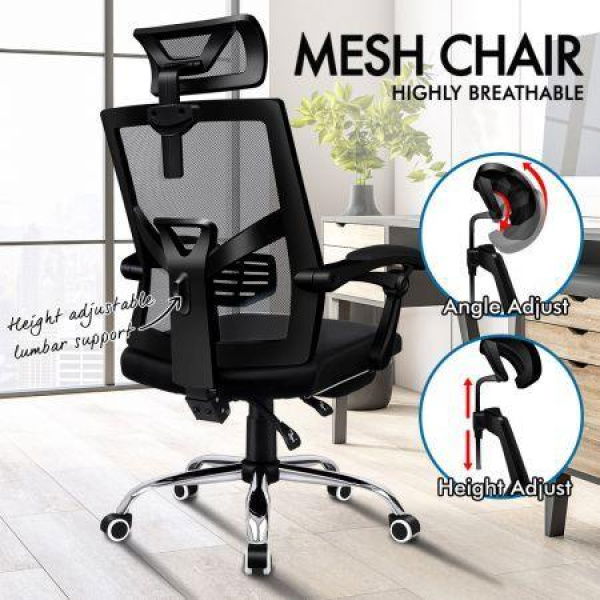 ALFORDSON Mesh Office Chair Gaming Executive Fabric Seat Racing Footrest Recline