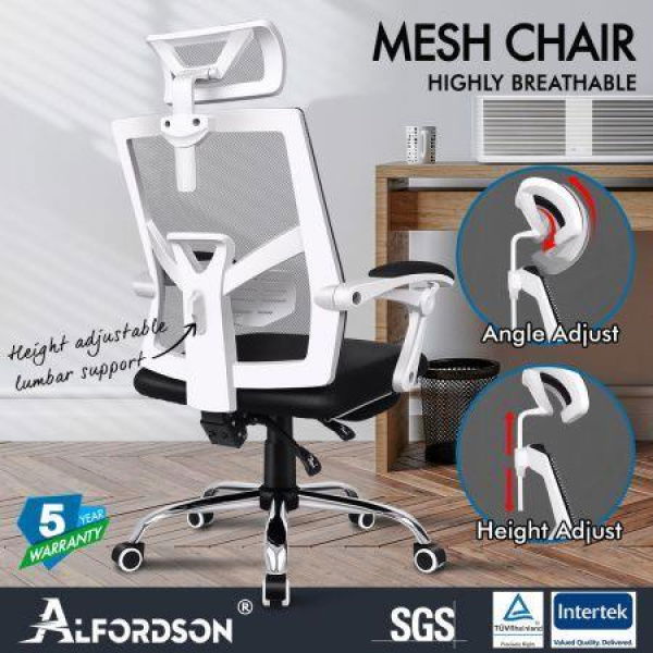 ALFORDSON Mesh Office Chair Gaming Executive Fabric Seat Racing Footrest Recline