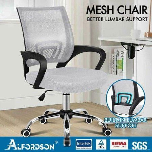 ALFORDSON Mesh Office Chair Mid Back Black Grey