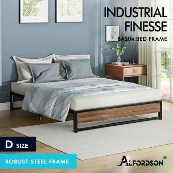 ALFORDSON Metal Bed Frame Double Size Mattress Base Platform Foundation Wood