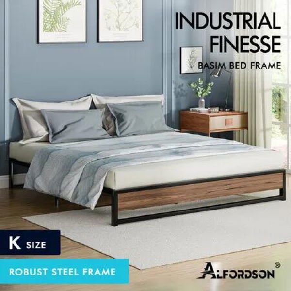 ALFORDSON Metal Bed Frame King Size Mattress Base Platform Foundation Wood