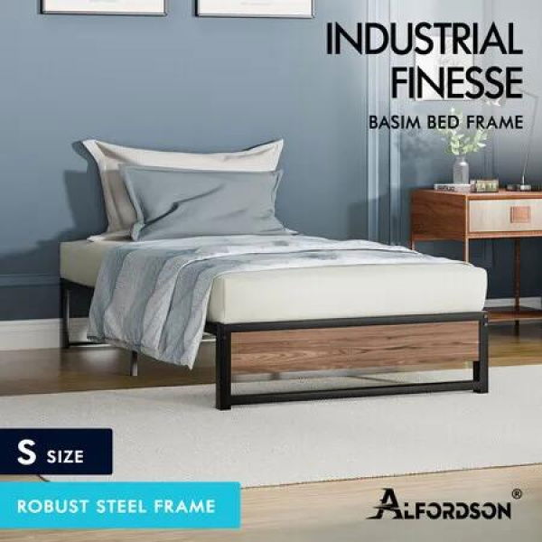 ALFORDSON Metal Bed Frame Sing Size Mattress Base Platform Foundation Wood