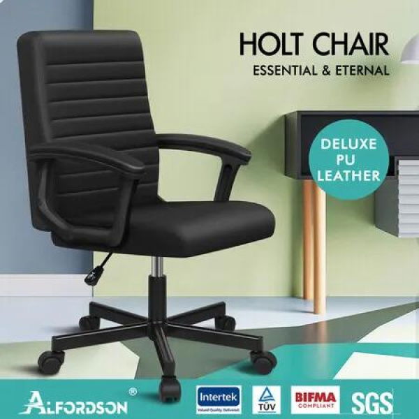 ALFORDSON Office Chair Executive Mid Back Black