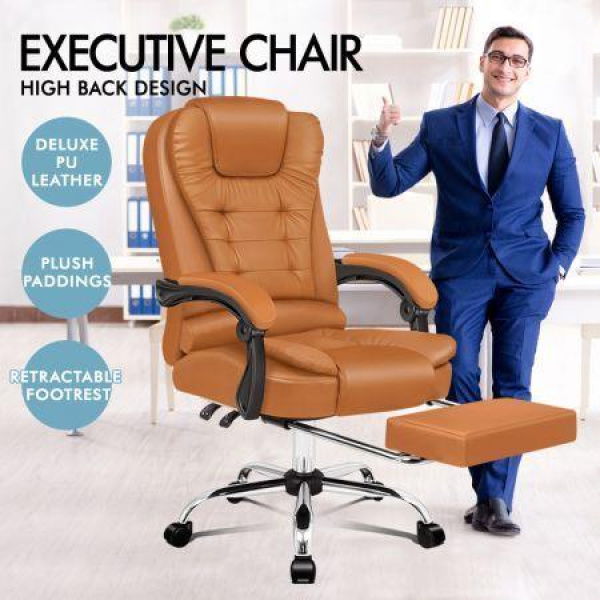 ALFORDSON Office Chair Gaming Executive Computer Racer Footrest PU Leather Seat