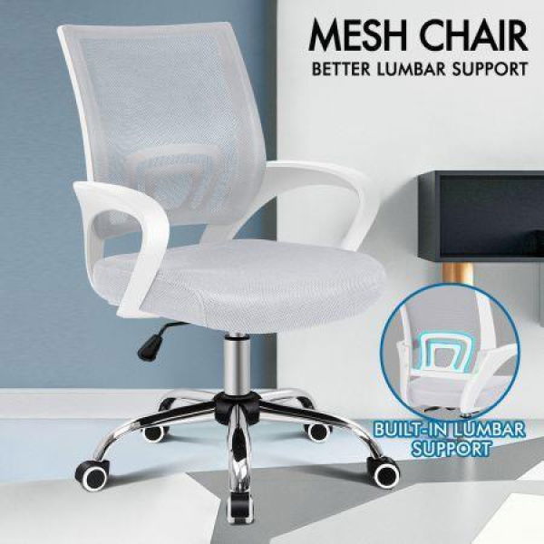 ALFORDSON Office Chair Mesh Executive Seat Gaming Computer Racing Work White & Grey